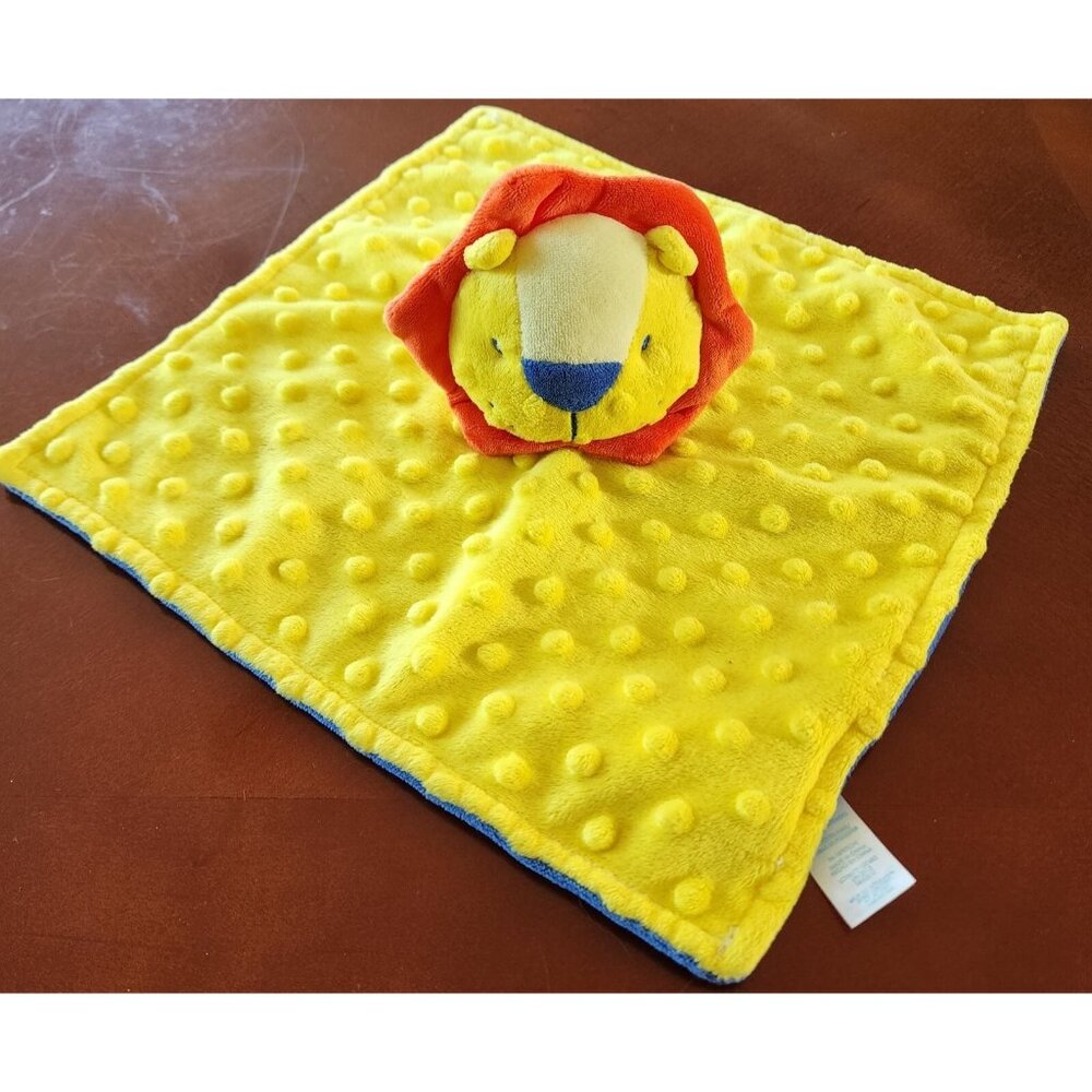 Nursery Rhyme Yellow Blue‎ Lion Minky Dot Baby Security Blanket Lovey 11"X11"